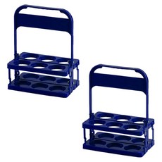 Block Mart 露營野餐用可折疊6格飲料提籃, 藍色, 2個