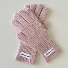 Uvely 兒童用 Sscho-ny 素色針織防寒觸控螢幕手套 雙手穿戴