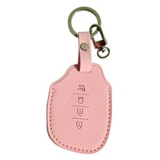 메이튼 차량용 가죽 키케이스 + O링 + 헬퍼스티커 세트 현대 4버튼, 캔디핑크(키케이스), 니켈사틴(링), MH114