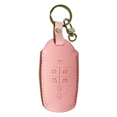 메이튼 차량용 가죽 키케이스 + O링 + 헬퍼스티커 세트 현대 7버튼, 캔디핑크(키케이스), 니켈사틴(링), MH111