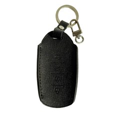 메이튼 차량용 가죽 키케이스 + O링 + 헬퍼스티커 세트 현대 4버튼, 블랙(키케이스), 니켈사틴(링), MH109