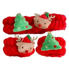 Black Tree 聖誕節洗臉小物髮帶護腕帶, 1套, 紅色