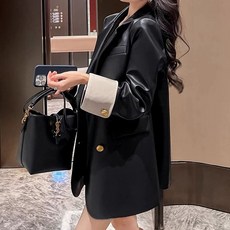 ViVEMO 女款 Creatine 寬鬆版西裝皮革夾克 08619