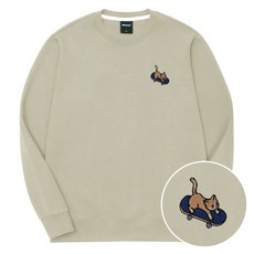 okstar 男女通用滑板貓刺繡特厚棉質大學T 3SSP002