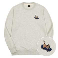 옥스타 남녀공용 보드냥 자수 특양면 맨투맨 3SSP002