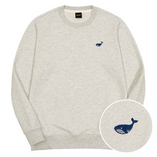 okstar 男女通用 迷你鯨魚刺繡 特厚雙面棉 大學T 3SSP016