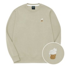 okstar 男女通用 冰淇淋貓咪 刺繡 特殊雙面 大學T 3SSP013