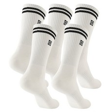 언더테크 에센셜 크루 스포츠 양말 5켤레 세트 UTC813, 아이보리 + 검정, 1세트