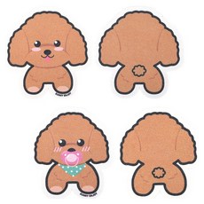 Sunny&Joy 零廢棄植物纖維素壓縮菜瓜布 貴賓狗媽媽 2入 + 寶寶 2入組, 1套