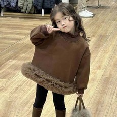 Yubli女童款Bobo Mesh蕾絲天鵝絨毛衣兩件式洋裝