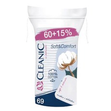 CLEANIC 純棉柔軟舒適方形化妝棉 大尺寸, 69入, 1個
