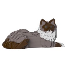 趴姿手套色布偶貓積木 M 大型, 混合色, 1個