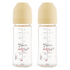 Haenim 喜臨 嬰幼兒用 Nothing All-in-one PA 媽媽愛你奶瓶雙瓶組, 270ml, 2個, 奶油黃