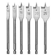 WORKPRO 六角蝶形鑽頭 6件組 10 + 12 + 16 + 18 + 20 + 25mm WP402070, 1套