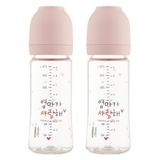 Haenim 喜臨 嬰幼兒用 Nothing All-in-one PA 媽媽愛你奶瓶雙瓶組, 270ml, 2個, 奶油粉