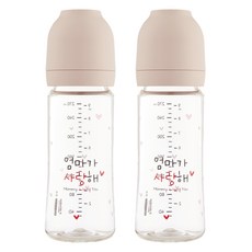 Haenim 喜臨 嬰幼兒用 Nothing All-in-one PA 媽媽愛你奶瓶雙瓶組, 270ml, 2個, 奶油米