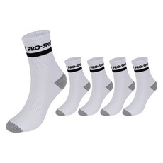 PRO-SPECS 條紋Logo中筒襪5雙組 PRDSLMDL-WH5, 1套, 白色