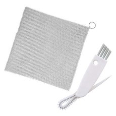 MONACO OLIVE 優質316L不鏽鋼半永久環狀鋼刷 小型 10 x 10 cm + 保溫瓶蓋清潔刷套組, 銀色(鋼刷), 白色(清潔刷), 1套