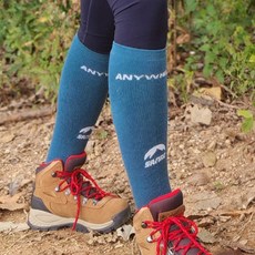 Sanro 女性美麗諾羊毛登山及膝襪 戶外襪, 1套, 藍色