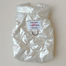 Coco studio 寵物蝴蝶結圖案光澤保暖背心附牽引環, 1件, 白色