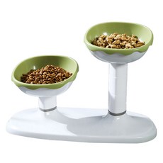 REDPUPPY 寵物竹製可調式高度餐碗, 綠色, 1個