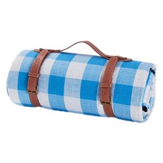 로이홈 방수 체크 피크닉 매트 + 가죽 스트랩 세트, 빅스카이