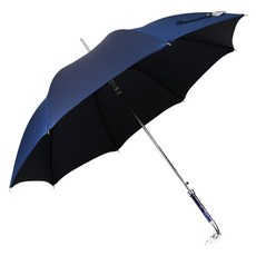 PASOTTI 男士奢華銀色靈緹犬頭珍珠藍自動傘 MX2O8W39PB
