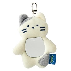 버터 말랑쫀득 밀크캣 형태 거울, 12cm, 화이트, 1개