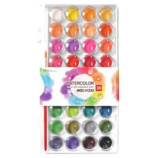 투영디자인 수채화 고체물감, 36색