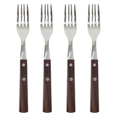 kitchen U 木柄餐叉, 4個, 混色