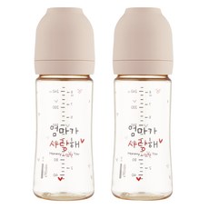 Haenim 喜臨 嬰幼兒用 Nothing All-in-one PPSU 媽媽愛你奶瓶雙瓶組, 250ml, 2個, 奶油米