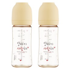 Haenim 喜臨 嬰幼兒用 Nothing All-in-one PPSU 媽媽愛你奶瓶雙瓶組, 250ml, 2個, 奶油黃