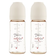 Haenim 喜臨 嬰幼兒用 Nothing All-in-one PPSU 媽媽愛你奶瓶雙瓶組, 250ml, 2個, 奶油白