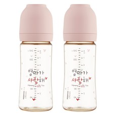 Haenim 喜臨 嬰幼兒用 Nothing All-in-one PPSU 媽媽愛你奶瓶雙瓶組, 250ml, 2個, 奶油粉