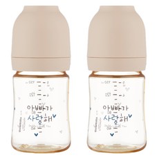 Haenim 喜臨 嬰幼兒用 Nothing All-in-one PPSU 爸爸愛你 奶瓶 雙入組, 2個, 奶油米色, 150ml