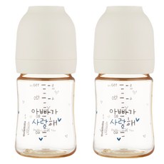 Haenim 喜臨 嬰幼兒用 Nothing All-in-one PPSU 爸爸愛你 奶瓶 雙入組, 2個, 奶油白, 150ml