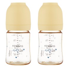 Haenim 喜臨 嬰兒用 Nothing 多合一 PPSU 爸爸愛你 奶瓶雙入組, 2個, 奶油黃, 150ml