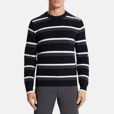 Theory 男士羊毛條紋圓領毛衣 M1081713