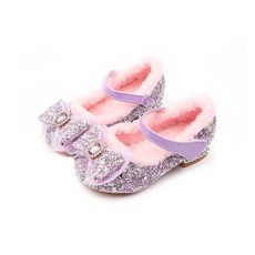 Lulushu 女童寶石蝴蝶毛絨鞋 BW037