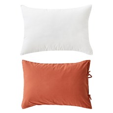 La Pomme Norvic 飯店基本款枕芯 + 蝴蝶結枕頭套組, 1套, 純白色(枕芯), 磚紅色(枕頭套)