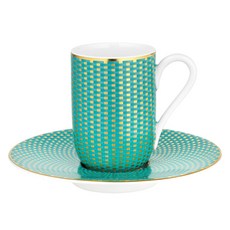 Raynaud Limoges Tresor 綠松石色義式濃縮咖啡杯與杯碟組, 1套, 混色