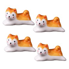 可愛柴犬陶瓷筷架, 4個, 黃色