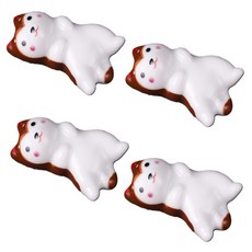 躺著的柴犬陶瓷筷架, 4個, 深棕色