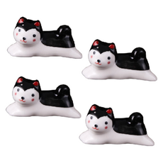 可愛柴犬陶瓷筷架, 4個, 黑色