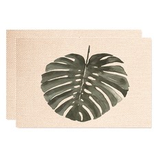 알로데 열대 녹색 잎 테이블 매트, 05 빅몬스테라, 2개, 30 x 45 cm