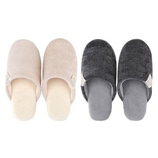 Dailylike 標籤室內拖鞋 2件組, 1套, IVORY(女用), GRAY(男用)