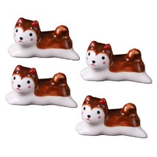 可愛柴犬陶瓷筷架, 4個, 深棕色