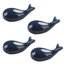 可愛海豚陶瓷筷架, 4個, 深藍色