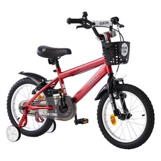 옐로우콘 아동용 데크 플러스 네발 보조 바퀴 자전거 40.6cm, 레드, 110cm, 1개