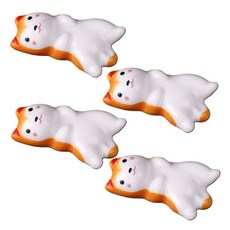 躺著的柴犬陶瓷筷架, 4個, 黃色